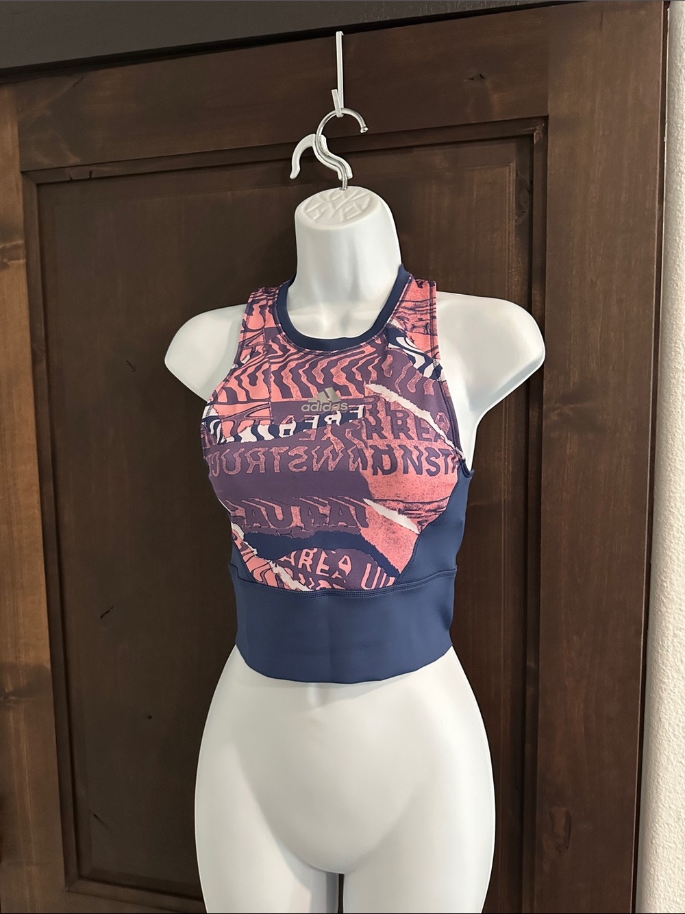 adidas Purple and Pink Patterned Athletic Crop Top Sz Small